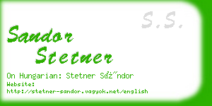 sandor stetner business card